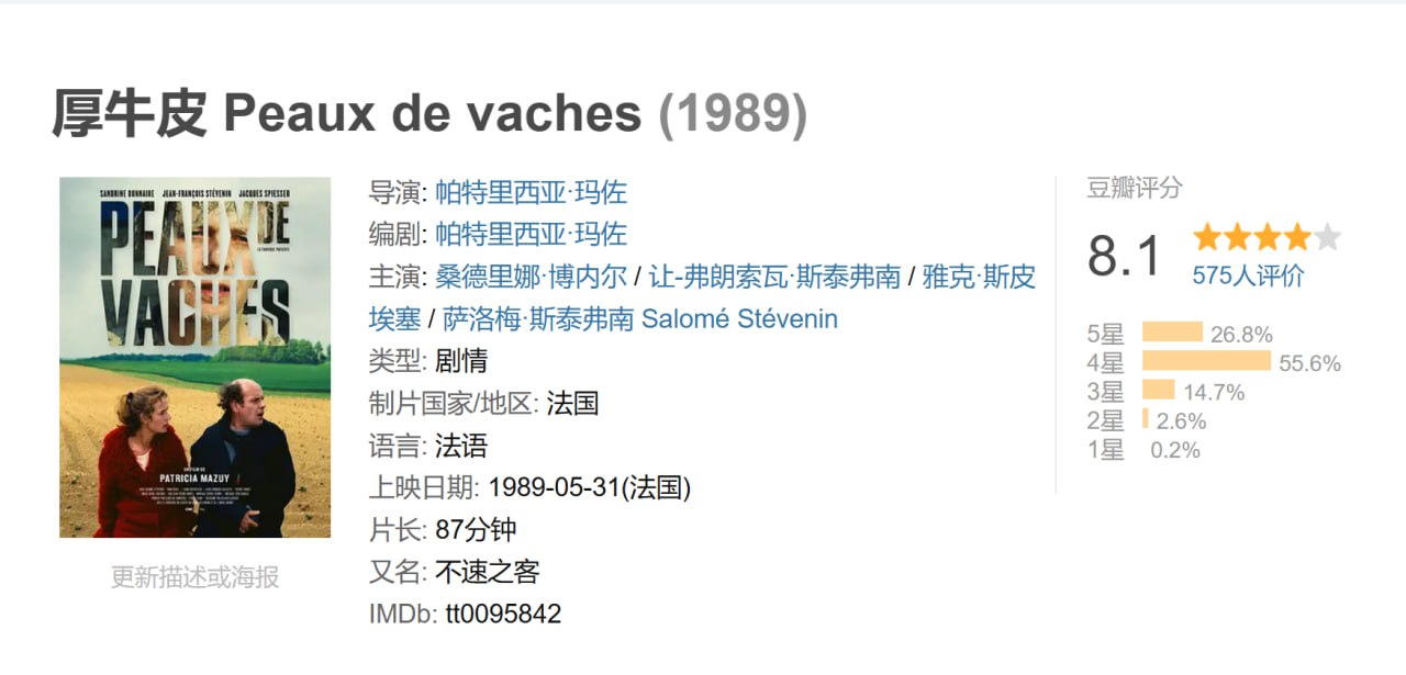 厚牛皮 Peaux de vaches (1989)
